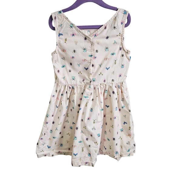 H&M Girls Size 6-7 Cotton Sundress White Pastel Bug Print Summer Cute Casual - Picture 2 of 5